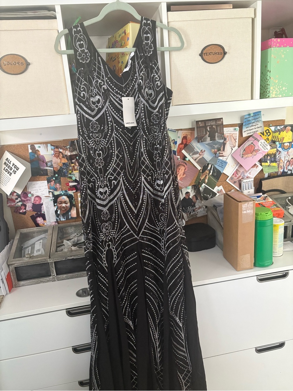 1920โs Style Black Beaded Formal Evening Dress